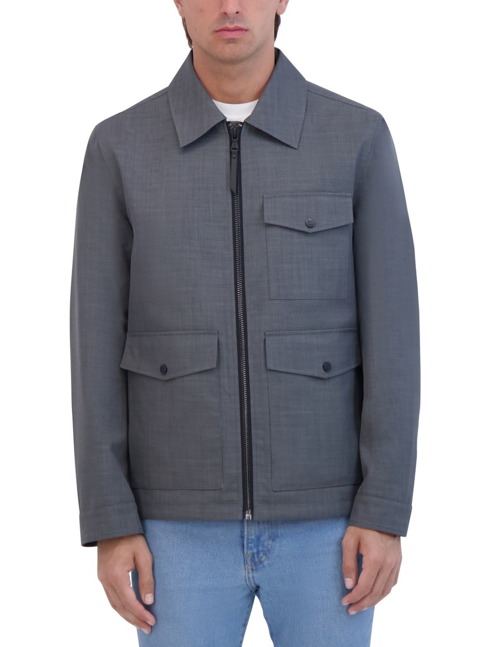 Robert Graham Men's Lightweight Textured Poly Utility Jacket - Gray